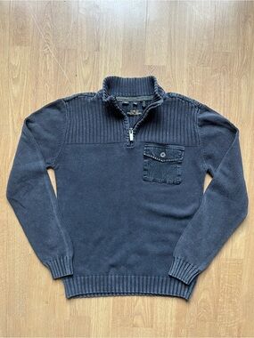 Point Zero Dark Gray Half-Zip Knit Sweater - Men’s Medium